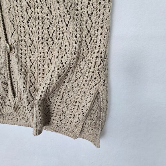 Valerie Stevens Women’s M Beige Linen Cotton Sleeveless Longline Cardigan Vest - Picture 8 of 14